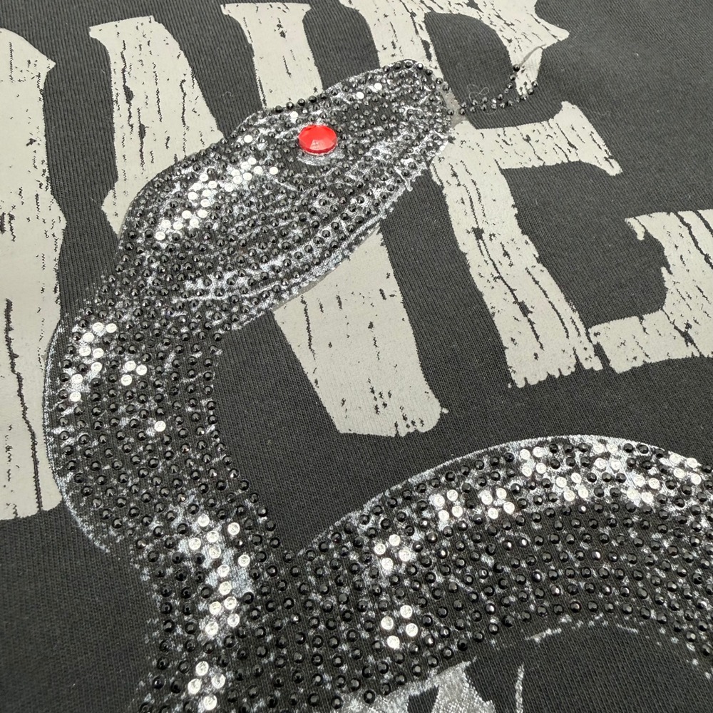 STONE FALCON XL T-Shirt Black Snake Rose Rhinestone Graphic Streetwear Tee - Picture 8 of 11